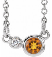 14K White Citrine & .02 CTW Diamond 18 Necklace - 86793738P