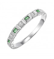Gems One 14Kt White Gold Diamond (1/12Ctw) & Emerald (1/8 Ctw) Ring - FR1066-4WD