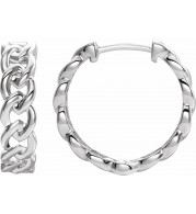 14K White 19.6 mm Chain Link Hoop Earrings - 653403601P