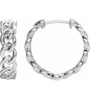 14K White 19.6 mm Chain Link Hoop Earrings - 653403601P
