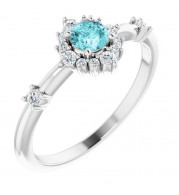 14K White Blue Zircon & 1/6 CTW Diamond Ring - 720886013P