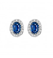 Gems One 14Kt White Gold Diamond (1/5Ctw) & Sapphire (7/8 Ctw) Earring - HDER021-4WCS