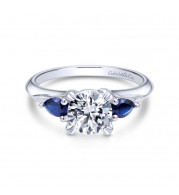 Gabriel & Co. 14k White Gold Contemporary 3 Stone Diamond & Gemstone Engagement Ring - ER10905W4JSA
