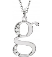 14K White .03 CTW Diamond Lowercase Initial g 16 Necklace - 8580360018P