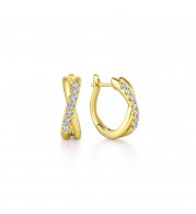 Gabriel & Co. 14k Yellow Gold Contemporary Diamond Huggie Earrings - EG13328Y45JJ