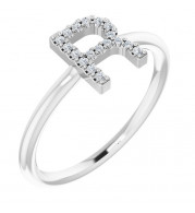 14K White .06 CTW Diamond Initial R Ring - 1238346085P
