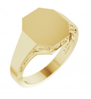 14K Yellow 13x12 mm Octagon Signet Ring - 9842102P