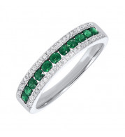 Gems One 14Kt White Gold Diamond (1/8Ctw) & Emerald (1/2 Ctw) Ring - RG10636-4WBE