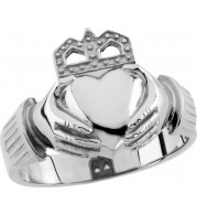 14K White 15x11 mm Claddagh Ring - 942332289P