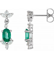 14K White Emerald &  1/3 CTW Diamond Earrings - 869896010P