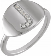 14K White Initial J .05 CTW Diamond Ring - 653628628P