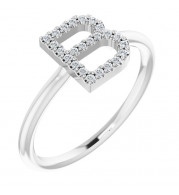 14K White 1/8 CTW Diamond Initial B Ring - 1238346005P