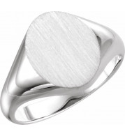 14K White 11x9.5 mm Oval Signet Ring - 5758123698P