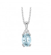Gems One 10Kt White Gold Diamond (1/50Ctw) & Aquamarine (1/2 Ctw) Pendant - FP4021-1WDA
