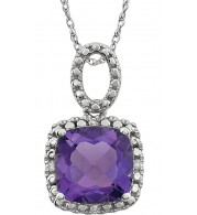 14K White Amethyst & .03 CTW Diamond 18 Necklace - 651606100P