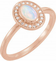 14K Rose Opal & .08 CTW Diamond Halo-Style Ring - 71821632P