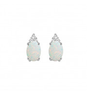 Gems One 10Kt White Gold Diamond (1/20Ctw) & Opal (5/8 Ctw) Earring - FE4028-1WDO