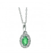 Gems One 10Kt White Gold Diamond (1/10Ctw) & Emerald (1/3 Ctw) Pendant - PD35153-1WDE