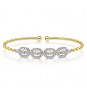 Gabriel & Co. 14k Yellow Gold Bujukan Diamond Bangle Bracelet - BG4229-65Y45JJ