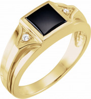 14K Yellow Onyx & .04 CTW Diamond Bezel-Set Ring - 62463274461P