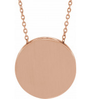 14K Rose 17 mm Engravable Scroll Disc 16-18 Necklace - 86634602P
