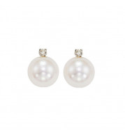 Gems One 14Kt White Gold Diamond (1/20Ctw) & Pearl (1 Ctw) Earring - PSD8.00AAA-4W