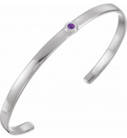 14K White Amethyst Cuff 6 Bracelet - BRC76460001P
