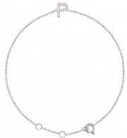 14K White .05 CTW Diamond Initial P 6-7 Bracelet - 65268960016P