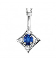 Gems One 14Kt White Gold Diamond (1/20Ctw) & Sapphire (1/6 Ctw) Pendant - FP4031-4WCS