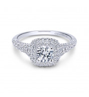 Gabriel & Co. 14k White Gold Contemporary Double Halo Engagement Ring - ER11876R0W44JJ