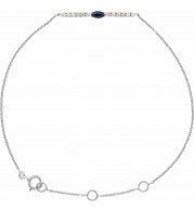 14K White Blue Sapphire & .06 CTW Diamond Bar 5-7 Bracelet - 653639600P