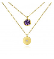 Gabriel & Co. 14k Yellow Gold Color Solitaire Gemstone & Diamond Necklace - NK5965Y45AM
