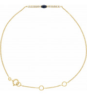 14K Yellow Blue Sapphire & .06 CTW Diamond Bar 5-7 Bracelet - 653639601P