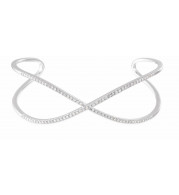 14K White 3/4 CTW Diamond Criss-Cross Cuff 7 Bracelet - 65235060000P
