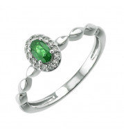 Gems One 10Kt White Gold Diamond (1/12Ctw) & Emerald (1/3 Ctw) Ring - RG87014-1WDE
