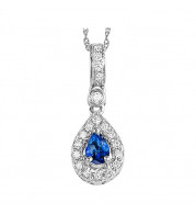 Gems One 14Kt White Gold Diamond (1/10Ctw) & Sapphire (1/6 Ctw) Pendant - FP4015-4WCS