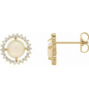 14K Yellow Opal & 1/8 CTW Diamond Earrings - 86657606P