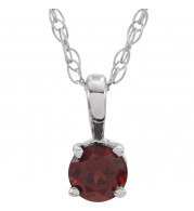 14K White 3 mm Round Mozambique Garnet Youth Birthstone 14 Necklace - 2839370005P