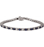 14K White Blue Sapphire & 2 3/8 CTW Diamond Line 7 Bracelet - 62074100P