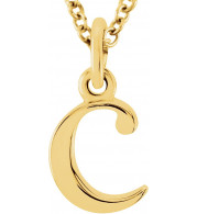 14K Yellow Lowercase Initial c 16 Necklace - 8578070006P