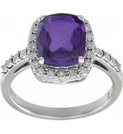 14K White Amethyst & .07 CTW Diamond Ring - 65142670000P