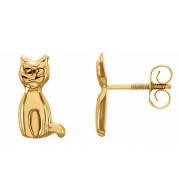 14K Yellow Cat Earrings - 1912312433800P