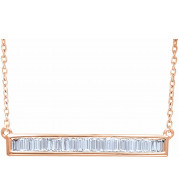 14K Rose 1/2 CTW Diamond Baguette Bar 16-18 Necklace - 65188560002P