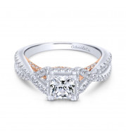 Gabriel & Co. 14k Two Tone Gold Crown Twisted Engagement Ring - ER13946S3T44JJ