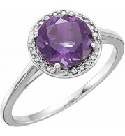 14K White Amethyst & .05 CTW Diamond Ring - 7163270002P