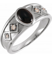 14K White Onyx & .05 CTW Diamond Ring - 72105605P