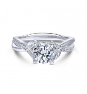 Gabriel & Co. 14k White Gold Floral Twisted Engagement Ring - ER14448R4W44JJ