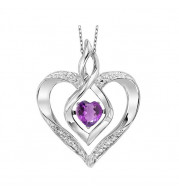 Gems One Silver Diamond (1/50 Ctw) & Created-Amethyst (1/4 Ctw) Pendant - ROL1165M