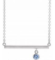 14K White Aquamarine Bezel-Set 18 Bar Necklace - 869056095P