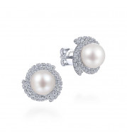 Gabriel & Co. 14k White Gold Grace Pearl & Diamond Stud Earrings - EG13669W45PL